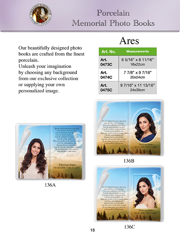 Porcelain Memorial Photo Books Ares